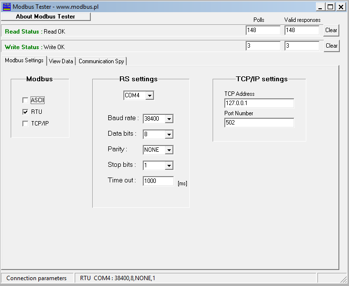 Mtester thanh modbus setting